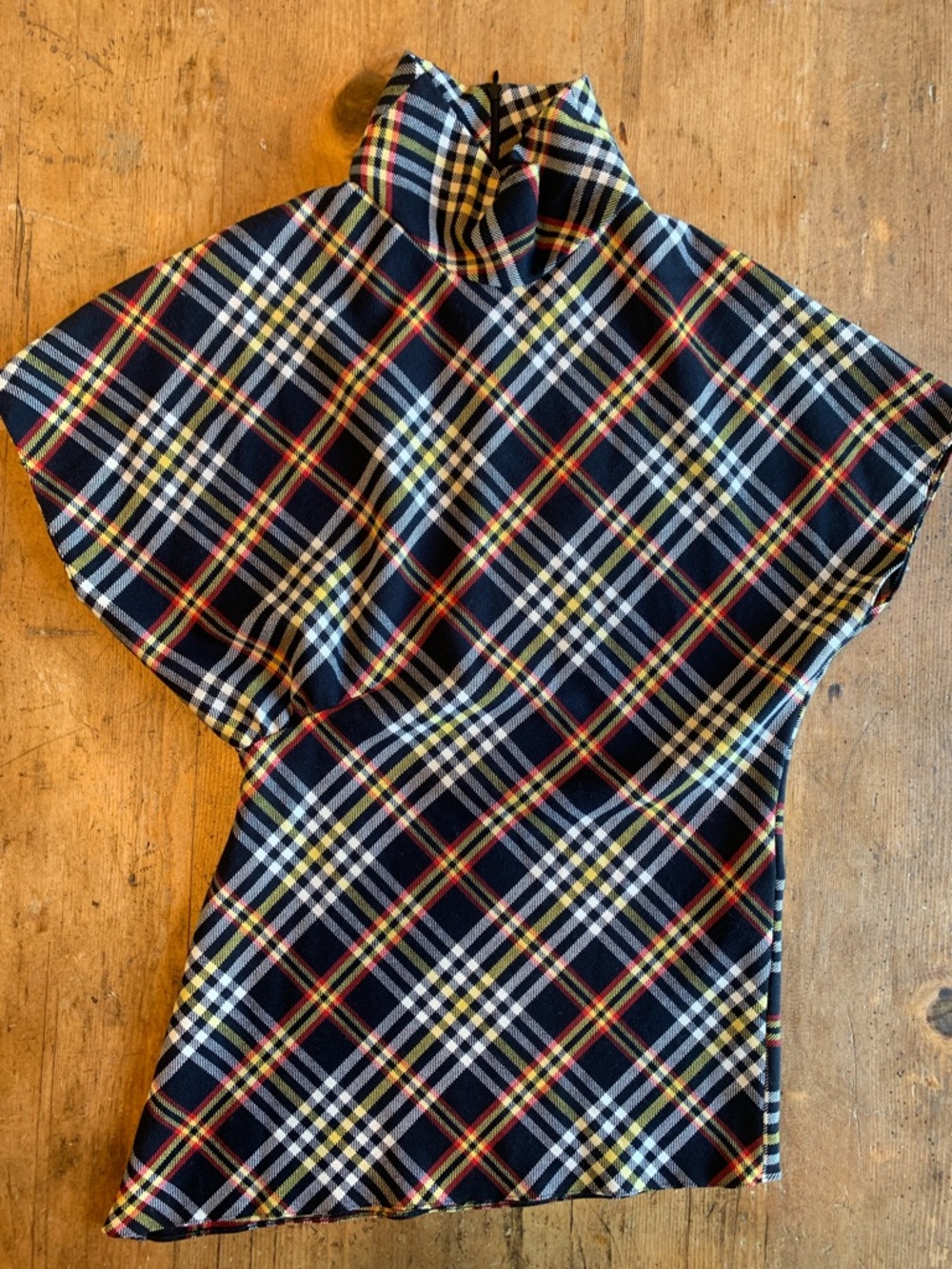 Zara Woman Black Plaid Top with Yellow and Red Accents - Picture 3 of 16